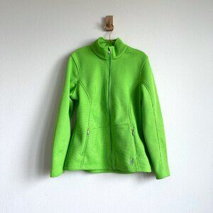 Spyder Core Sweater Full Zip Fleece Lime Green Ski Layer Neon - Size XL